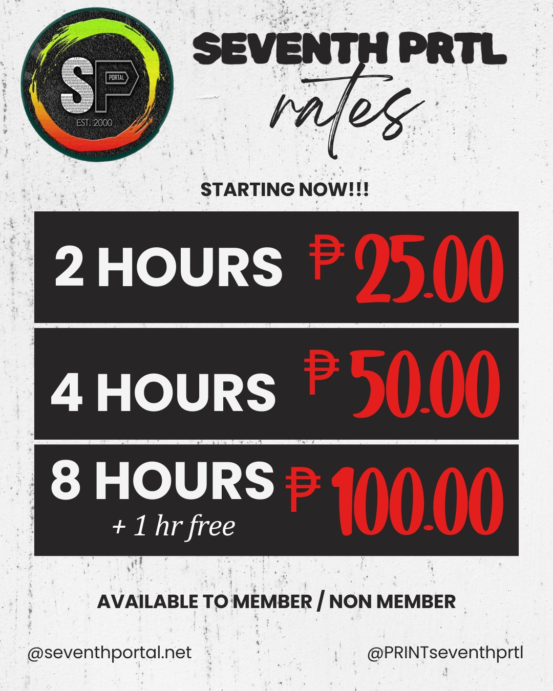 Seventh Prtl gaming rates poster