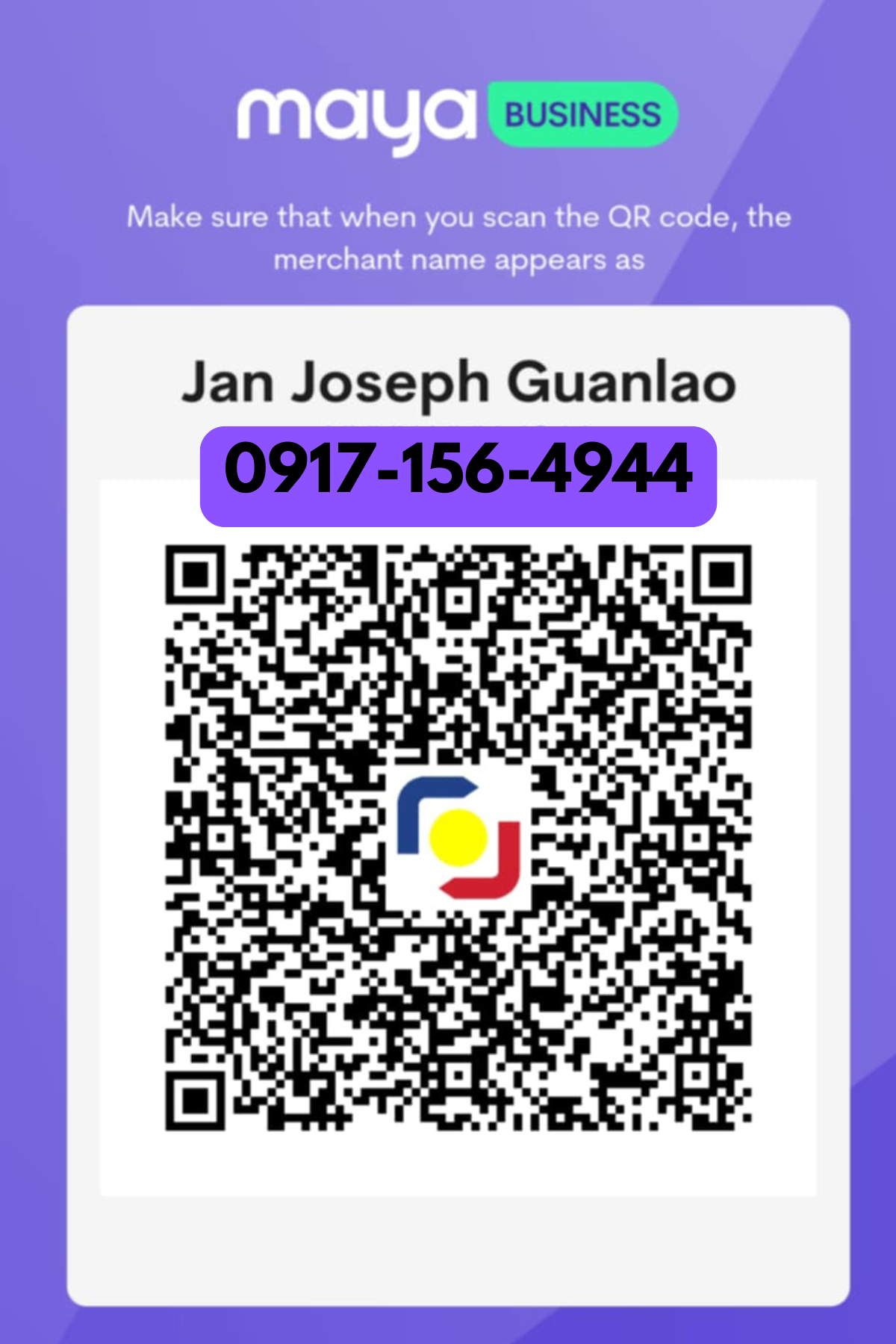 Maya QR code for Seventh Prtl payments